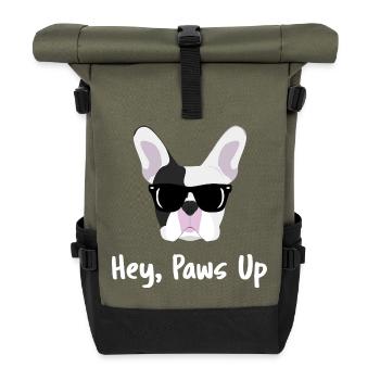 French Bulldog Sunglasses Hey Paws Up Funny Dog - Roll Top Backpack - olive/black - Front