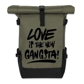 Love is the new gangsta - Rolltop Rucksack - Olive/Schwarz - Vorne