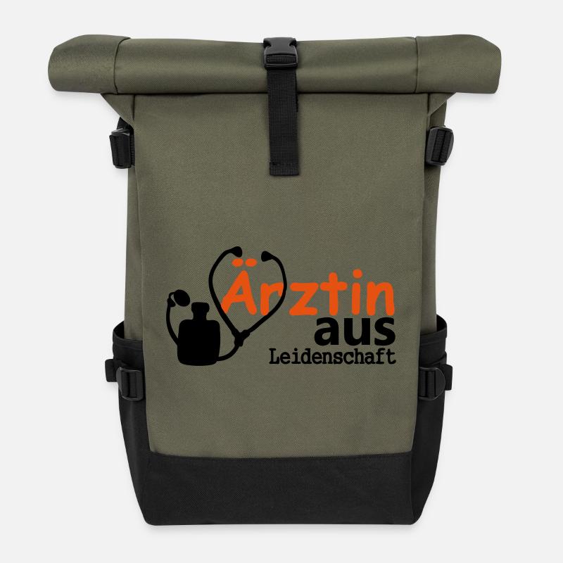 Ärztin aus Leidenschaft Geschenk - Rolltop Rucksack - Olive/Schwarz
