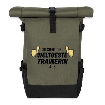 die weltbeste trainerin - Rolltop Rucksack - Olive/Schwarz - Vorne