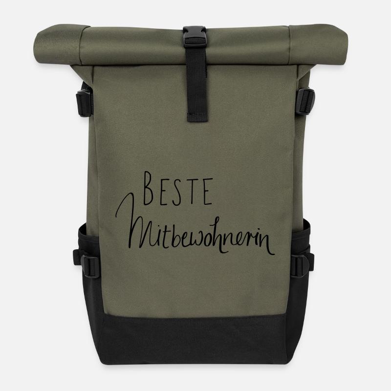 BESTE MITBEWOHNERIN - Rolltop Rucksack - Olive/Schwarz