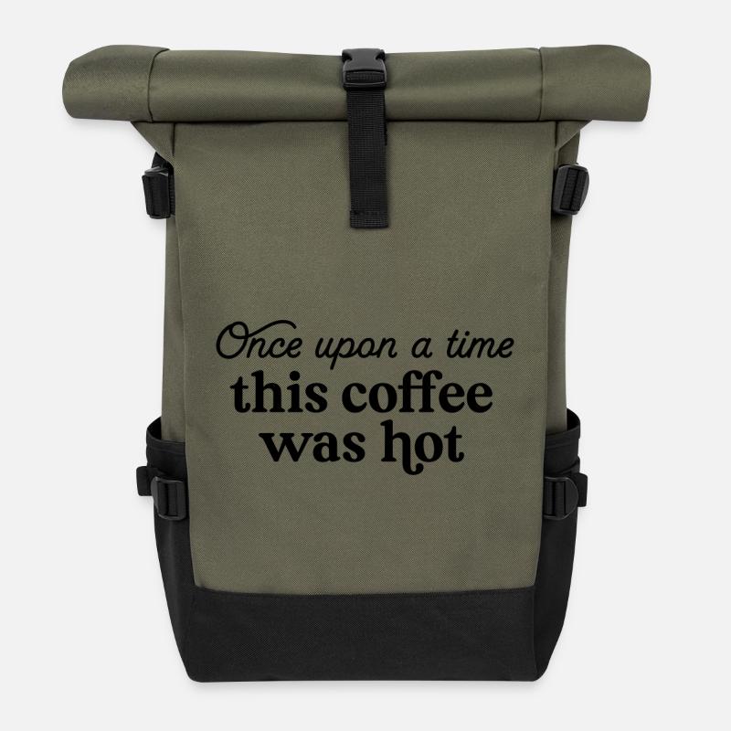 Es war einmal dieser Kaffee war heiß - Rolltop Rucksack - Olive/Schwarz