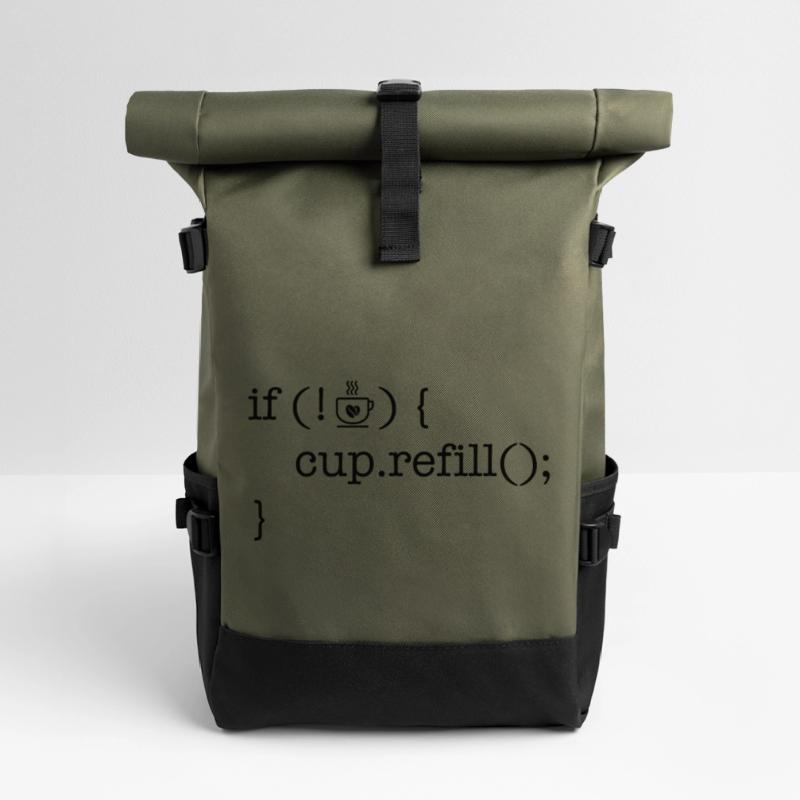 Coffee code software developer humor Roll Top Backpack