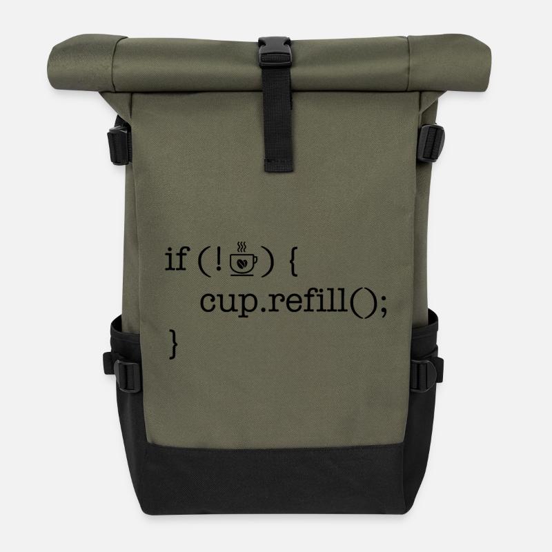 Coffee code Programmierer Kaffee Liebhaber Humor - Rolltop Rucksack - Olive/Schwarz