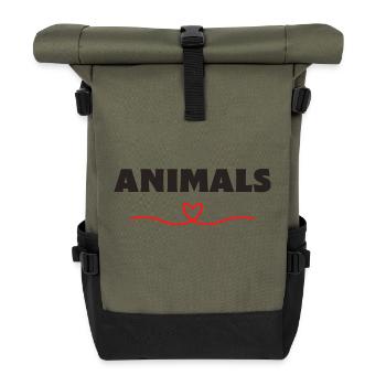 J’aime les animaux J’aime les animaux Amoureux des animaux - Sac à dos roll top - olive/noir - Devant