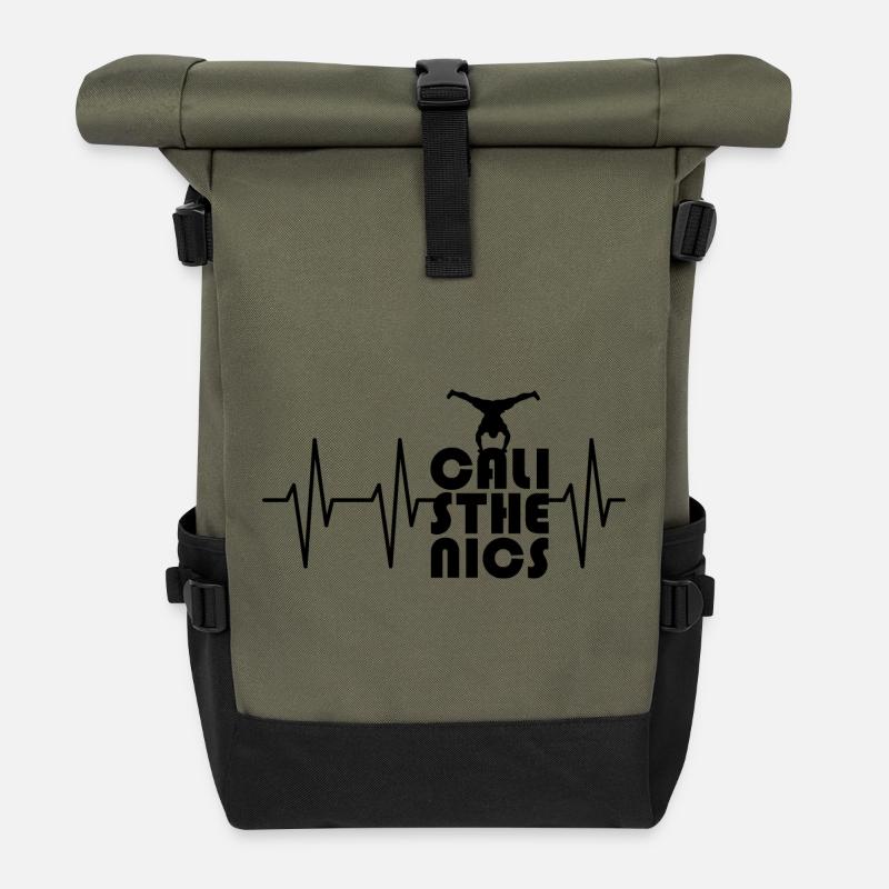 handstand puls Herzschlag planche calisthenics - Rolltop Rucksack - Olive/Schwarz