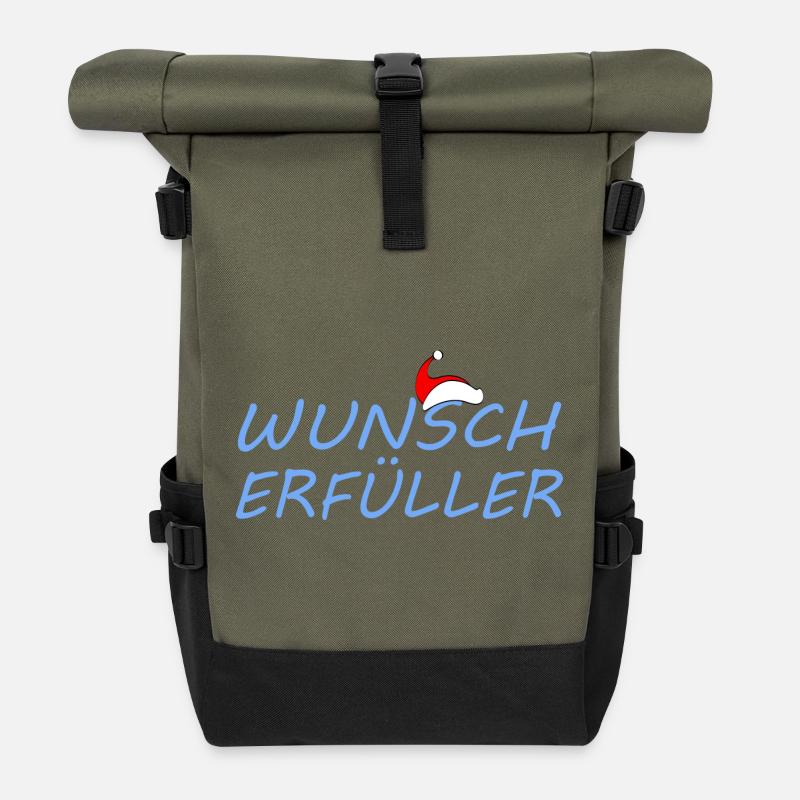 WUNSCHERFÜLLER - Rolltop Rucksack - Olive/Schwarz