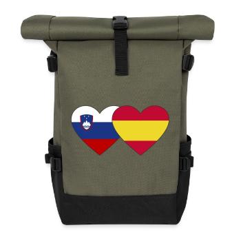 Slowenien Spanien Flagge Herz - Rolltop Rucksack - Olive/Schwarz - Vorne