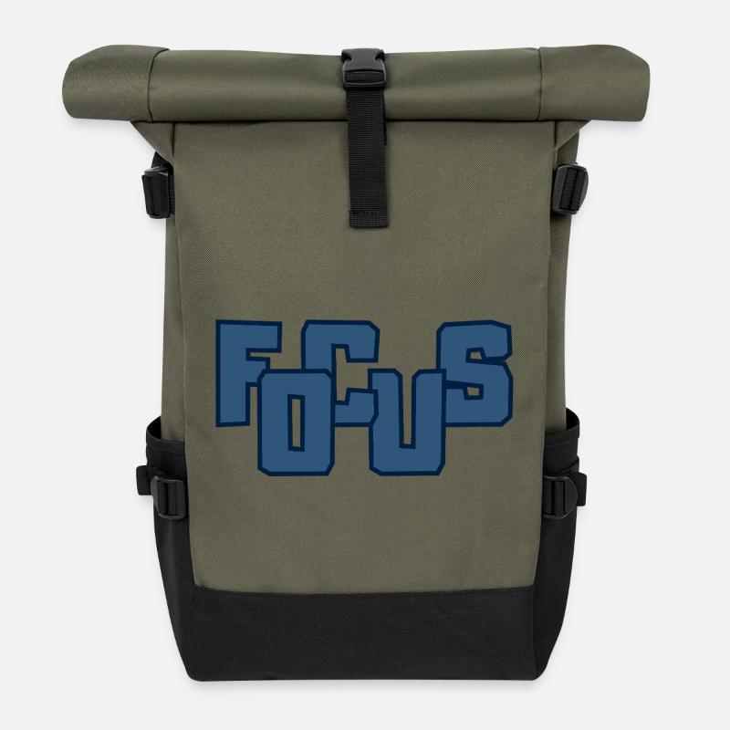 Fools Bold Block-Beschriftung - Rolltop Rucksack - Olive/Schwarz