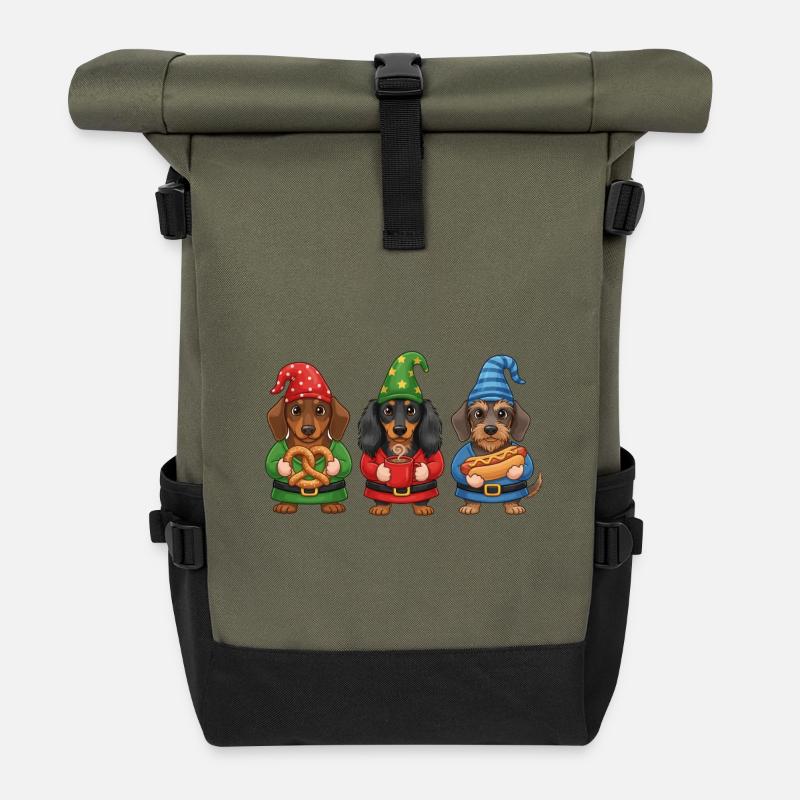 Dackel Merry Christmas Cooles Weihnachtsgeschenk - Rolltop Rucksack - Olive/Schwarz