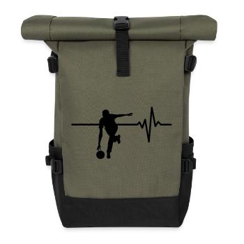 Le bowling, c’est ma vie, mon cœur batt, tout 9e - Sac à dos roll top - olive/noir - Devant
