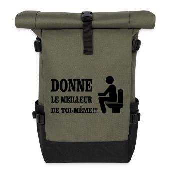 Gib dein Bestes - Rolltop Rucksack - Olive/Schwarz - Vorne