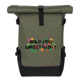 Indompté – Sortilège de Fleurs Sauvages Florales - Sac à dos roll top - olive/noir - Devant