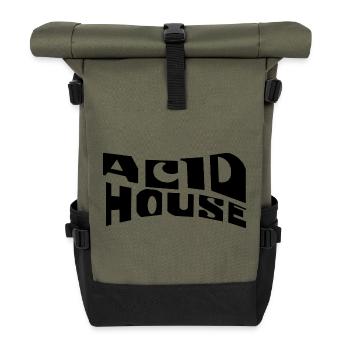Acid House music logo design - Roll Top Backpack - olive/black - Front