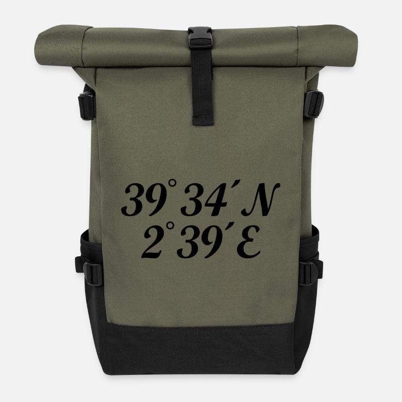 Coordonnées Palma de Majorque - Sac à dos roll top - olive/noir