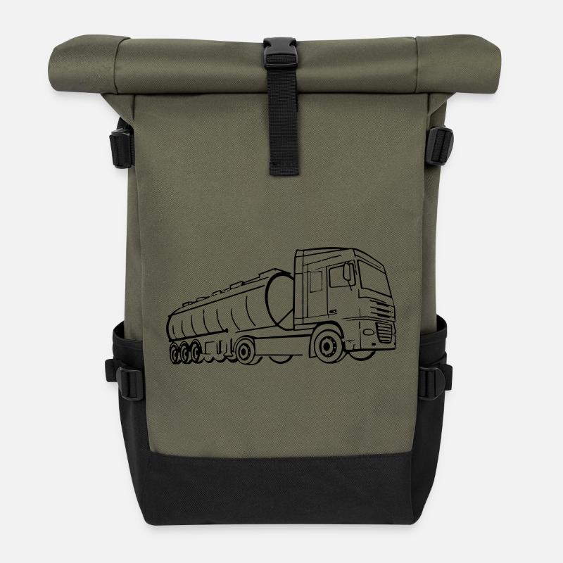 daf xf, trafic, voiture, véhicule - Sac à dos roll top - olive/noir