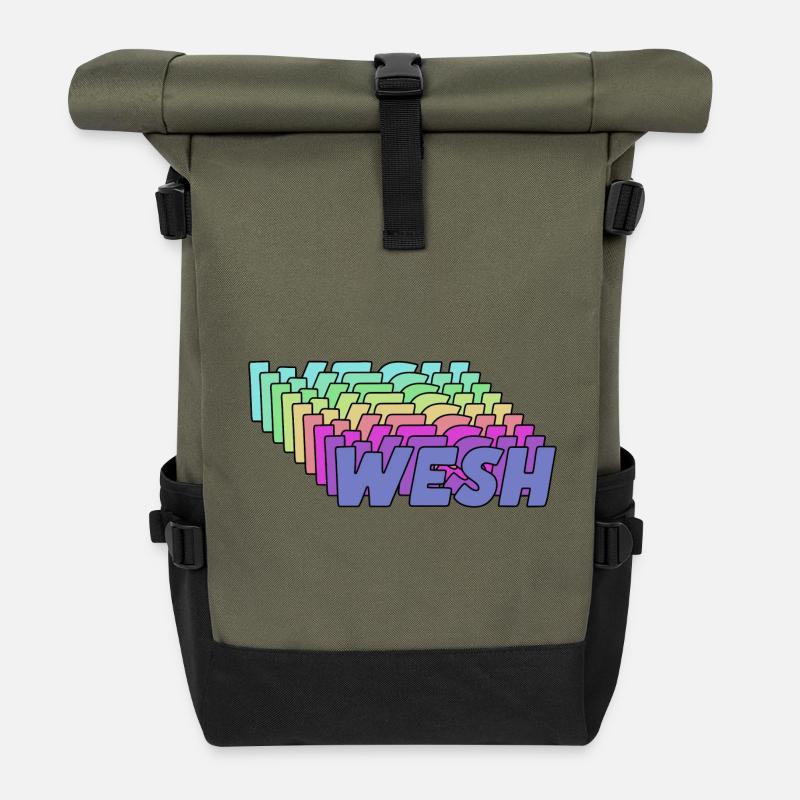 Wesh - Sac à dos roll top - olive/noir