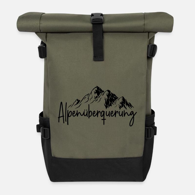 Alpenüberquerung - Rolltop Rucksack - Olive/Schwarz
