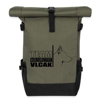TEAM Czechoslovakian Vlcak Hunde Hund Wilsigns - Rolltop Rucksack - Olive/Schwarz - Vorne