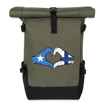 Somalie Finlande drapeau mains forme de coeur utilisé - Sac à dos roll top - olive/noir - Devant