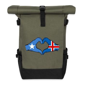 Somalia Island Flag Hands Heart Shape - Roll Top Backpack - olive/black - Front