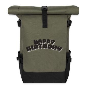 Happy Birthday - Rolltop Rucksack - Olive/Schwarz - Vorne