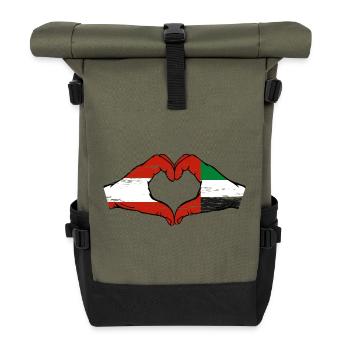 Austria United Arab Emirates Flag - Roll Top Backpack - olive/black - Front
