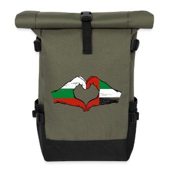 Bulgaria United Arab Emirates Flag Heart - Roll Top Backpack - olive/black - Front
