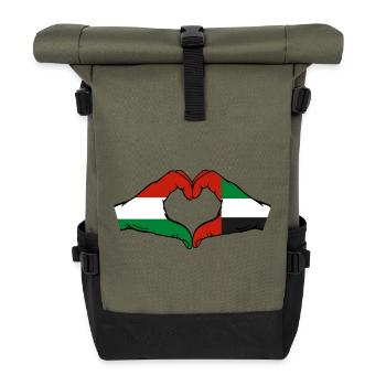 Ungarn Vereinigte Arabische Emirate Flagge Herz - Rolltop Rucksack - Olive/Schwarz - Vorne