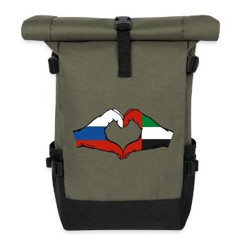 Russia United Arab Emirates Flag Heart - Roll Top Backpack - olive/black - Front