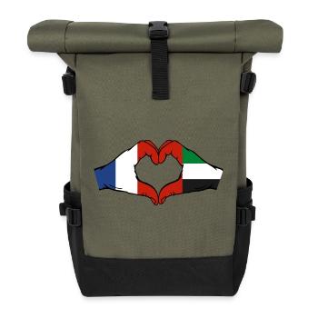Frankreich Vereinigte Arabische Emirate Herz - Rolltop Rucksack - Olive/Schwarz - Vorne