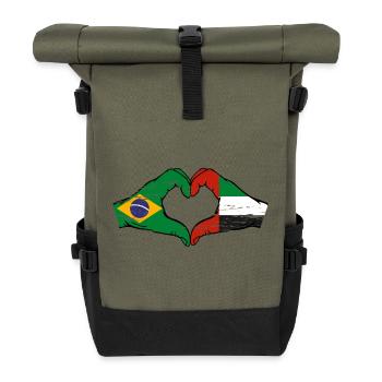 Brasilien Vereinigte Arabische Emirate Herz - Rolltop Rucksack - Olive/Schwarz - Vorne