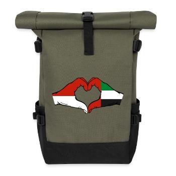Indonesia United Arab Emirates Heart - Roll Top Backpack - olive/black - Front