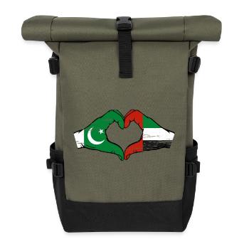 Pakistan United Arab Emirates Heart - Roll Top Backpack - olive/black - Front