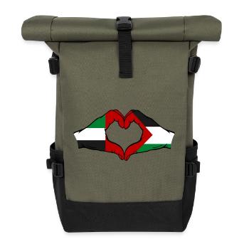 United Arab Emirates Palestine Heart - Roll Top Backpack - olive/black - Front