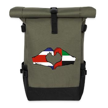 Costa Rica United Arab Emirates Heart - Roll Top Backpack - olive/black - Front