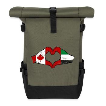 Kanada Vereinigte Arabische Emirate Flagge Herz - Rolltop Rucksack - Olive/Schwarz - Vorne