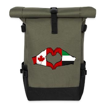 Canada United Arab Emirates Heart - Roll Top Backpack - olive/black - Front