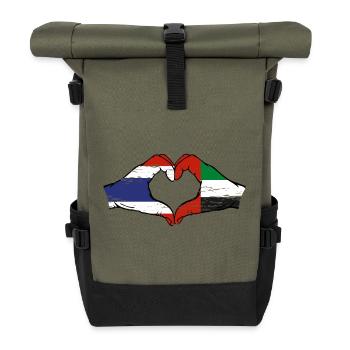 Thailand United Arab Emirates Heart - Roll Top Backpack - olive/black - Front