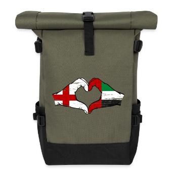 England United Arab Emirates Heart - Roll Top Backpack - olive/black - Front