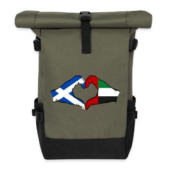 Schottland Vereinigte Arabische Emirate Flagge - Rolltop Rucksack - Olive/Schwarz - Vorne