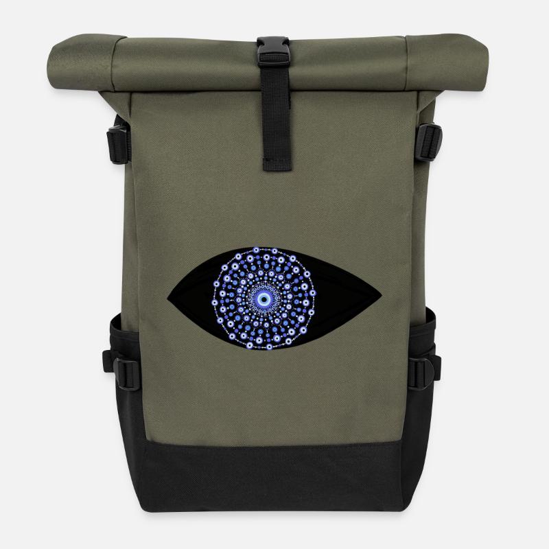 schützendes Auge - Rolltop Rucksack - Olive/Schwarz
