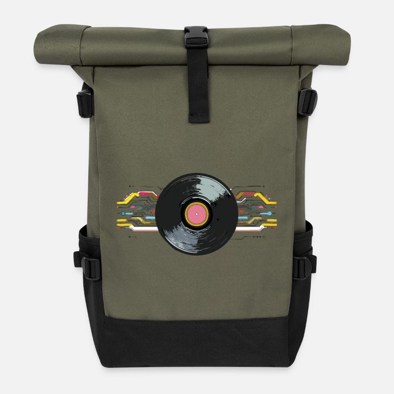 Vinyl_2 - Sac à dos roll top - olive/noir