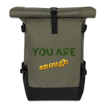 You are enough - Rolltop Rucksack - Olive/Schwarz - Vorne