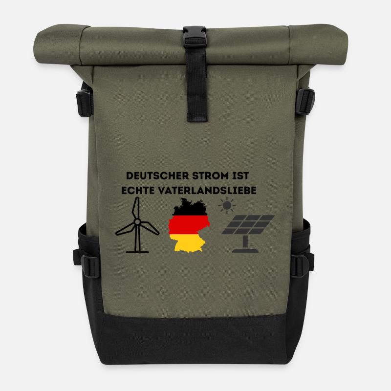 Deutscher Strom Vaterlandsliebe - Rolltop Rucksack - Olive/Schwarz