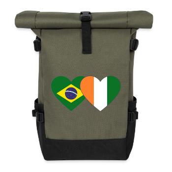 Brasillien_Elfenbeinküste_Flagge_Herz - Roll Top Backpack - olive/black - Front