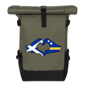 Scotland Curacao Flag Hands Heart Shape - Roll Top Backpack - olive/black - Front