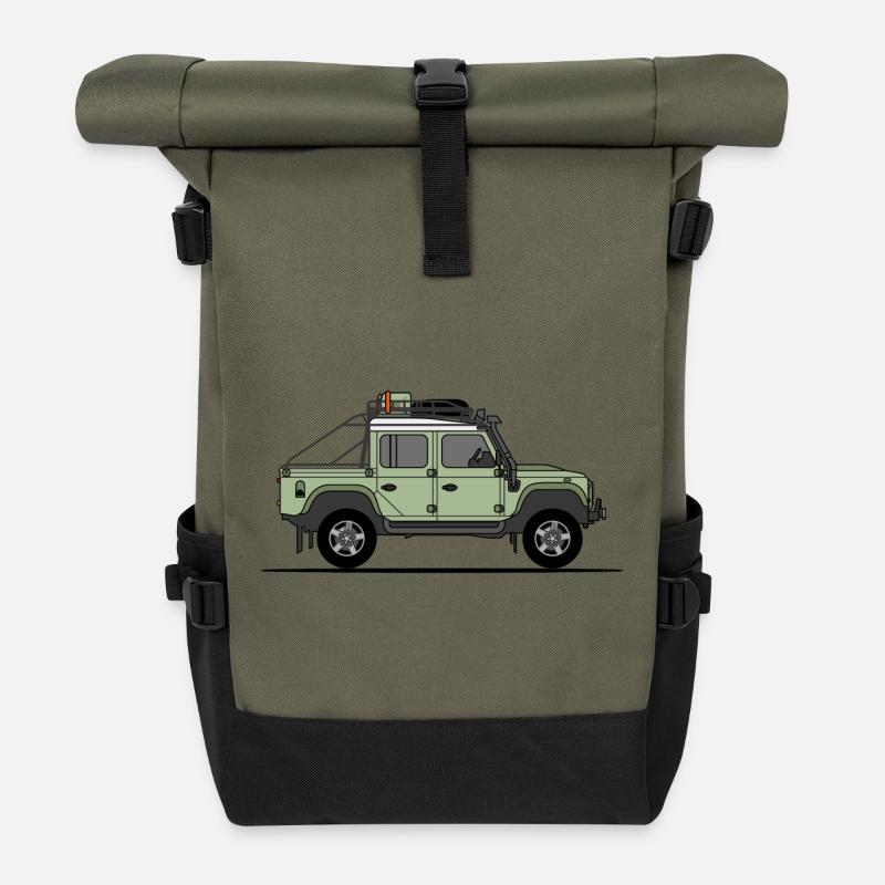 Defender 110 - Offroad Doppelkabine - Rolltop Rucksack - Olive/Schwarz