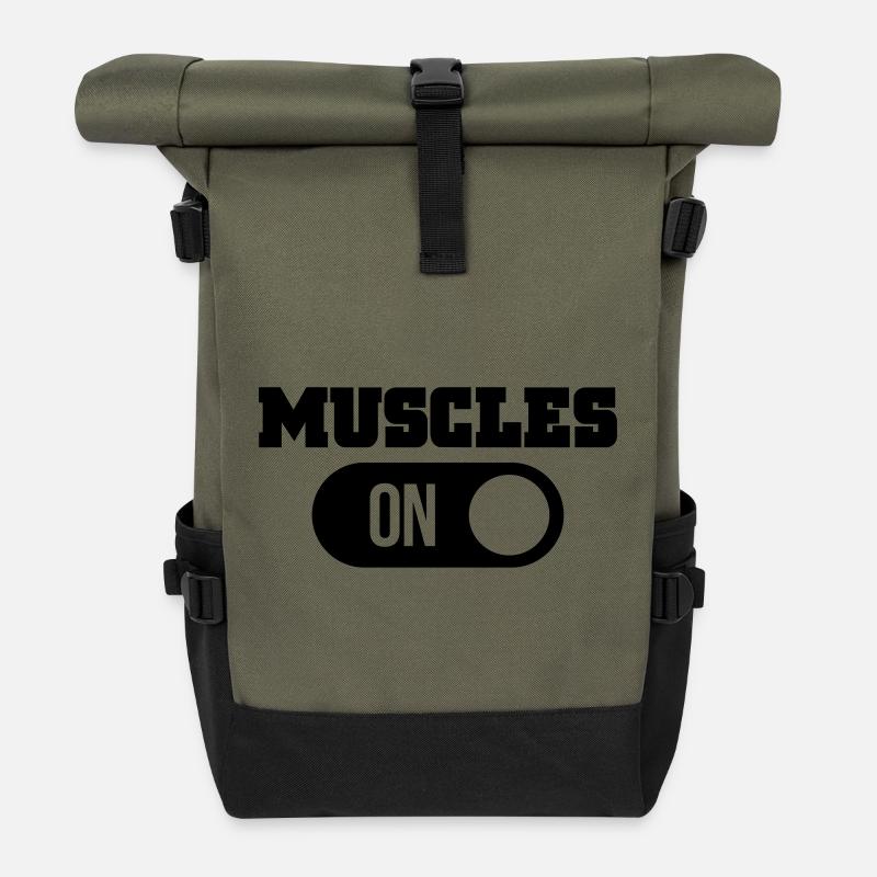 Muskeln - Rolltop Rucksack - Olive/Schwarz
