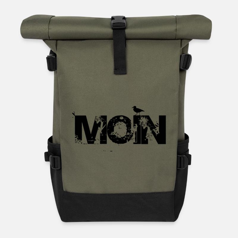 MOIN mit Möwe - Rolltop Rucksack - Olive/Schwarz